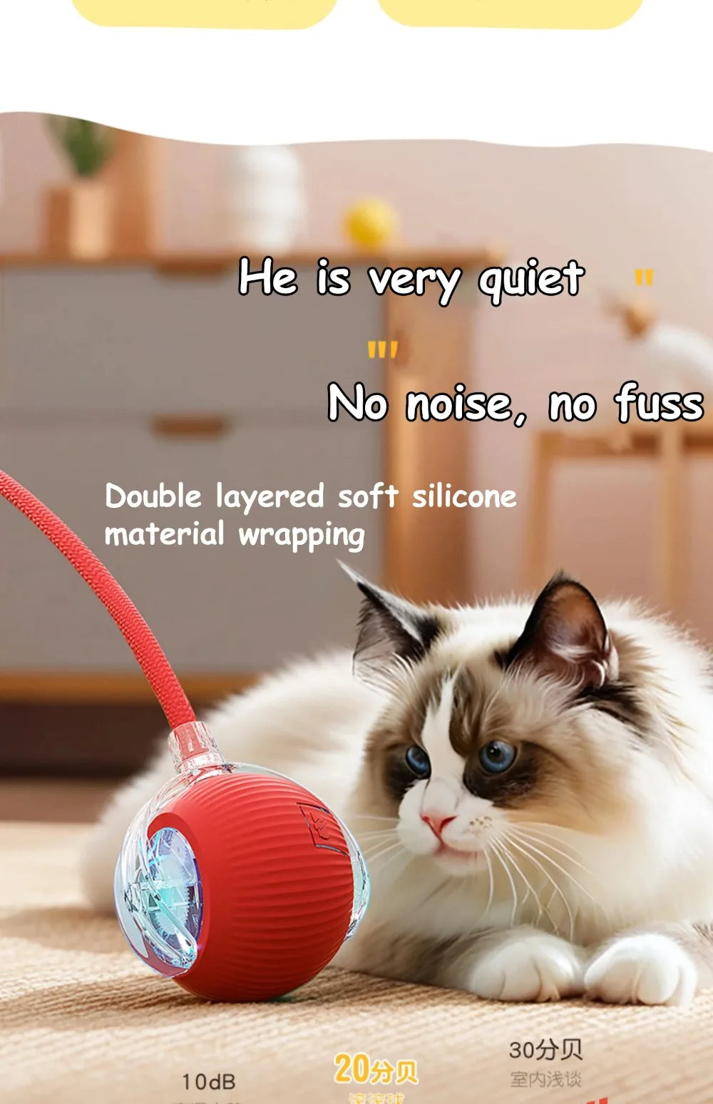 Smart Interactive Cat Toy Ball with Faux Tail